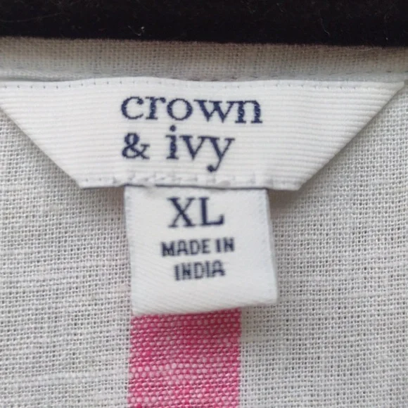 Crown & Ivy White Striped Linen Top XL - Picture 5 of 6